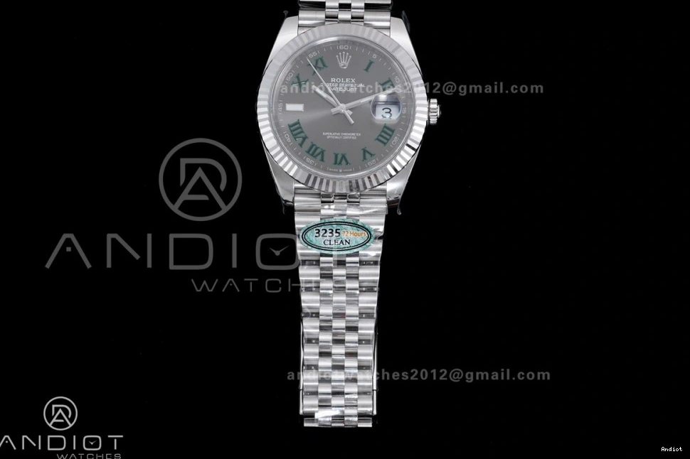 Green 1:1 Edition 904L Datejust Best SS on Gray Bracelet Dial 41 Clean Roman SS SH3235 Steel 0511